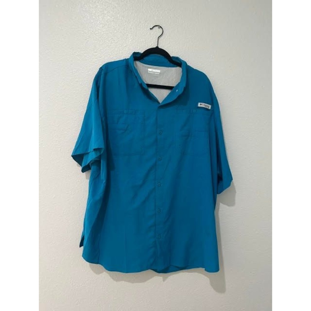 Columbia PFG Tamiami II Fishing Shirt Mens XXL Blue Short Sleeve Omni-Shade